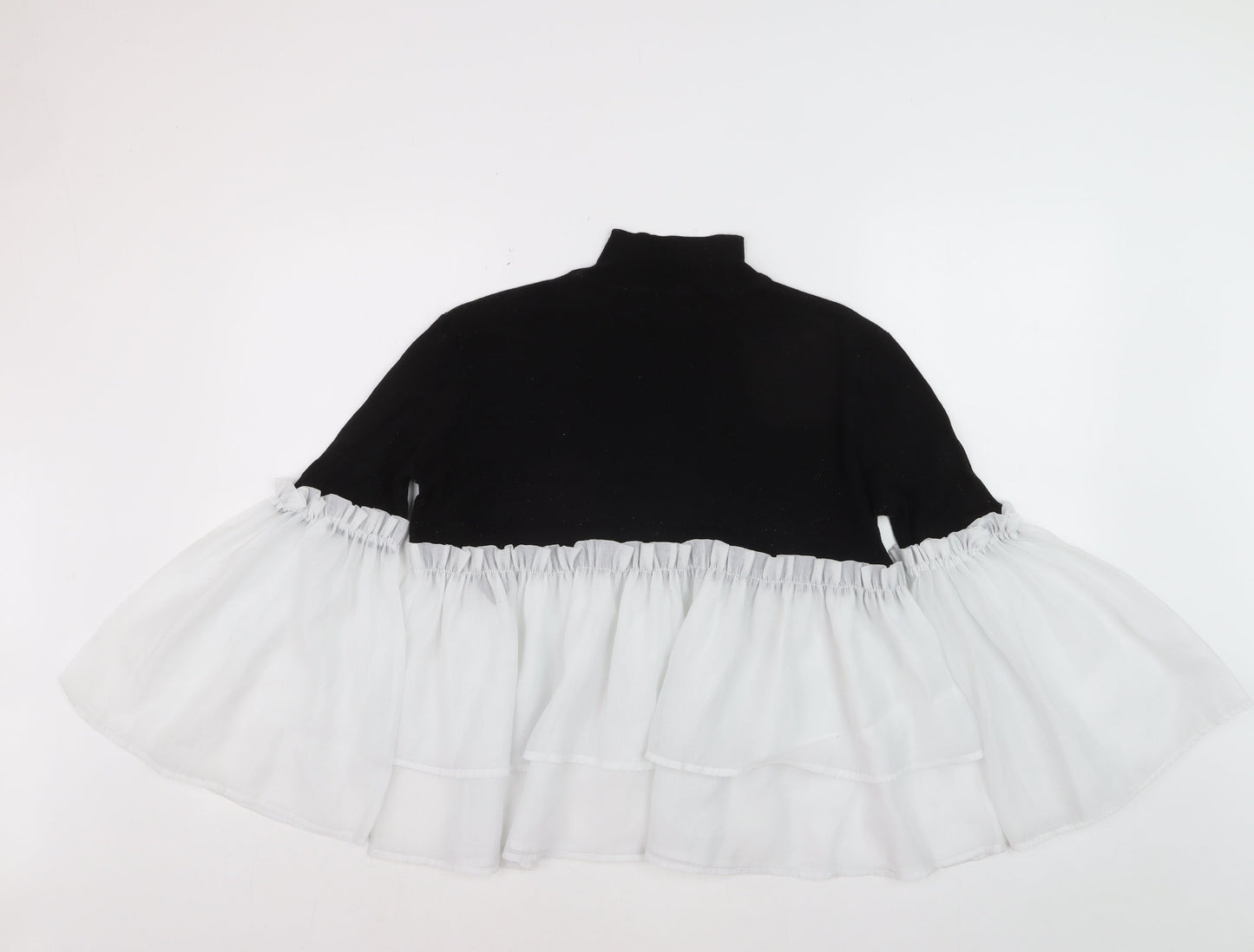 Lost Ink Women Black High Neck Ruffle Flared Sleeve Jumper Size 10