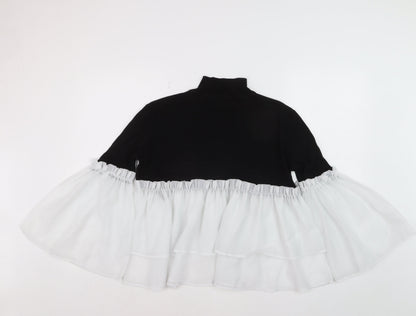 Lost Ink Women Black High Neck Ruffle Flared Sleeve Jumper Size 10