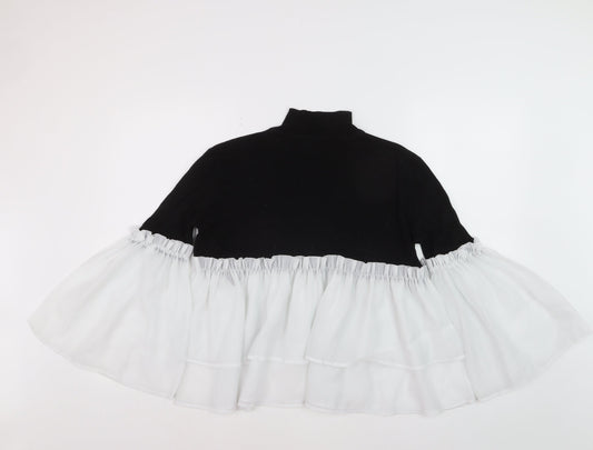 Lost Ink Women Black High Neck Ruffle Flared Sleeve Jumper Size 10