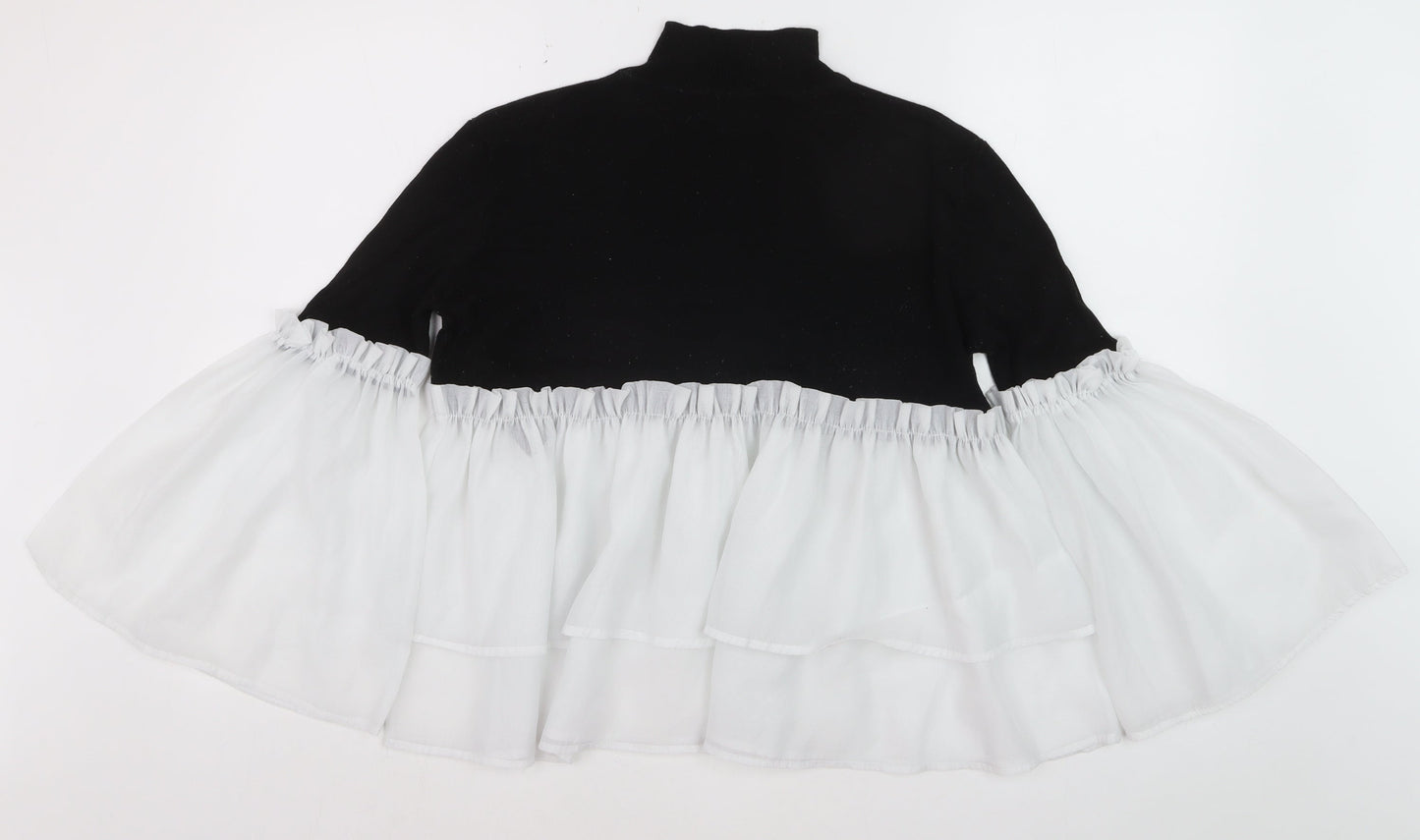 Lost Ink Women Black High Neck Ruffle Flared Sleeve Jumper Size 10