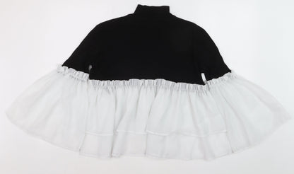 Lost Ink Women Black High Neck Ruffle Flared Sleeve Jumper Size 10