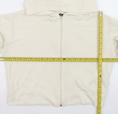 Zara Women Beige Full Zip Hoodie Size S Casual Cotton Blend