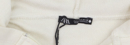 Zara Women Beige Full Zip Hoodie Size S Casual Cotton Blend