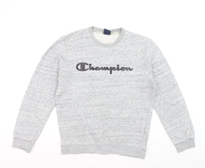 Champion Men's Grey Pullover Sweatshirt Medium Logo Crew Neck