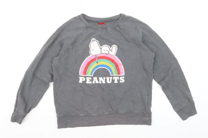 Marks and Spencer Women's Grey Snoopy Peanuts Cotton Pullover Jumper Size 12
