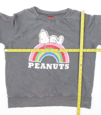 Marks and Spencer Women's Grey Snoopy Peanuts Cotton Pullover Jumper Size 12