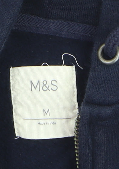 Marks and Spencer Men’s Blue Full Zip Hoodie Size M Cotton
