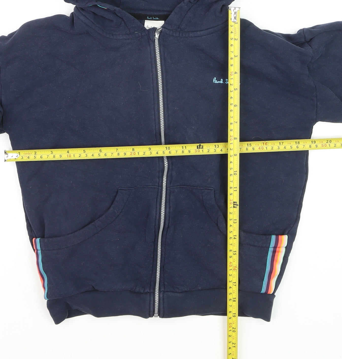 Paul Smith Boys Navy Blue Full Zip Hoodie 11-12 Years Cotton Blend
