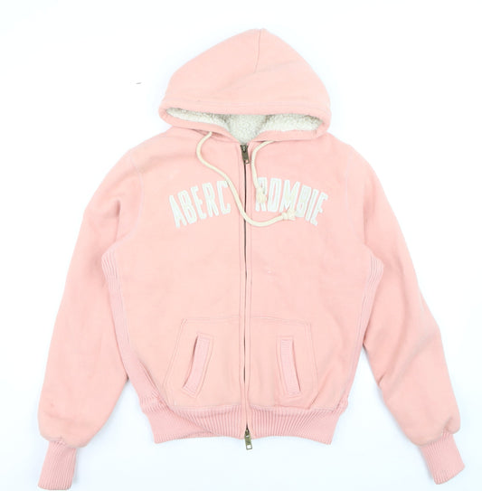 Abercrombie & Fitch Womens Pink Full Zip Hoodie XXL Lined Vintage Style