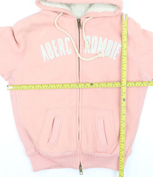Abercrombie & Fitch Womens Pink Full Zip Hoodie XXL Lined Vintage Style