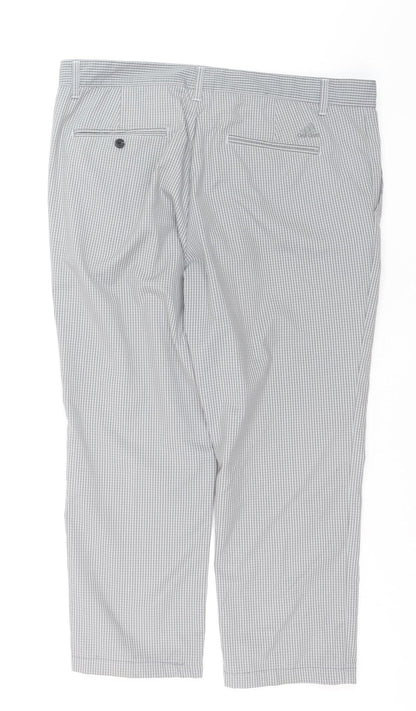 Adidas Men's Grey Check Chino Trousers Size 36x32 Regular Fit