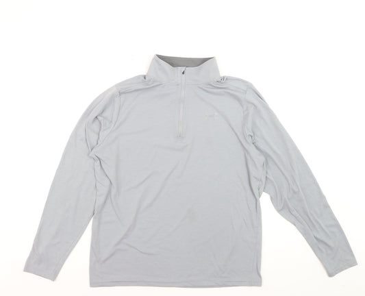 Under Armour Men’s Grey Long Sleeve 1/4 Zip Threadborne HeatGear Top Size L