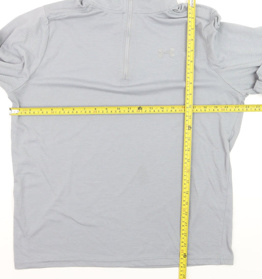Under Armour Men’s Grey Long Sleeve 1/4 Zip Threadborne HeatGear Top Size L