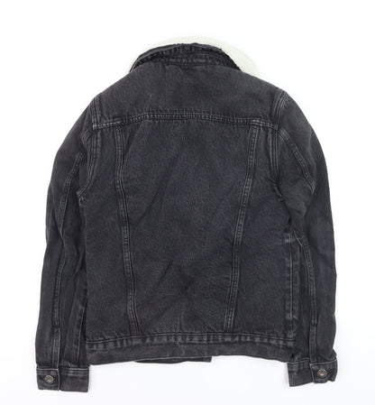River Island Women’s Black Denim Sherpa Collar Jacket Size M
