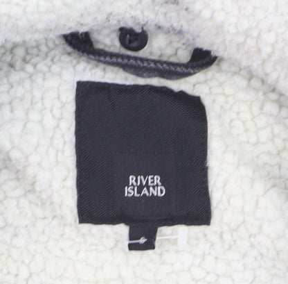 River Island Women’s Black Denim Sherpa Collar Jacket Size M