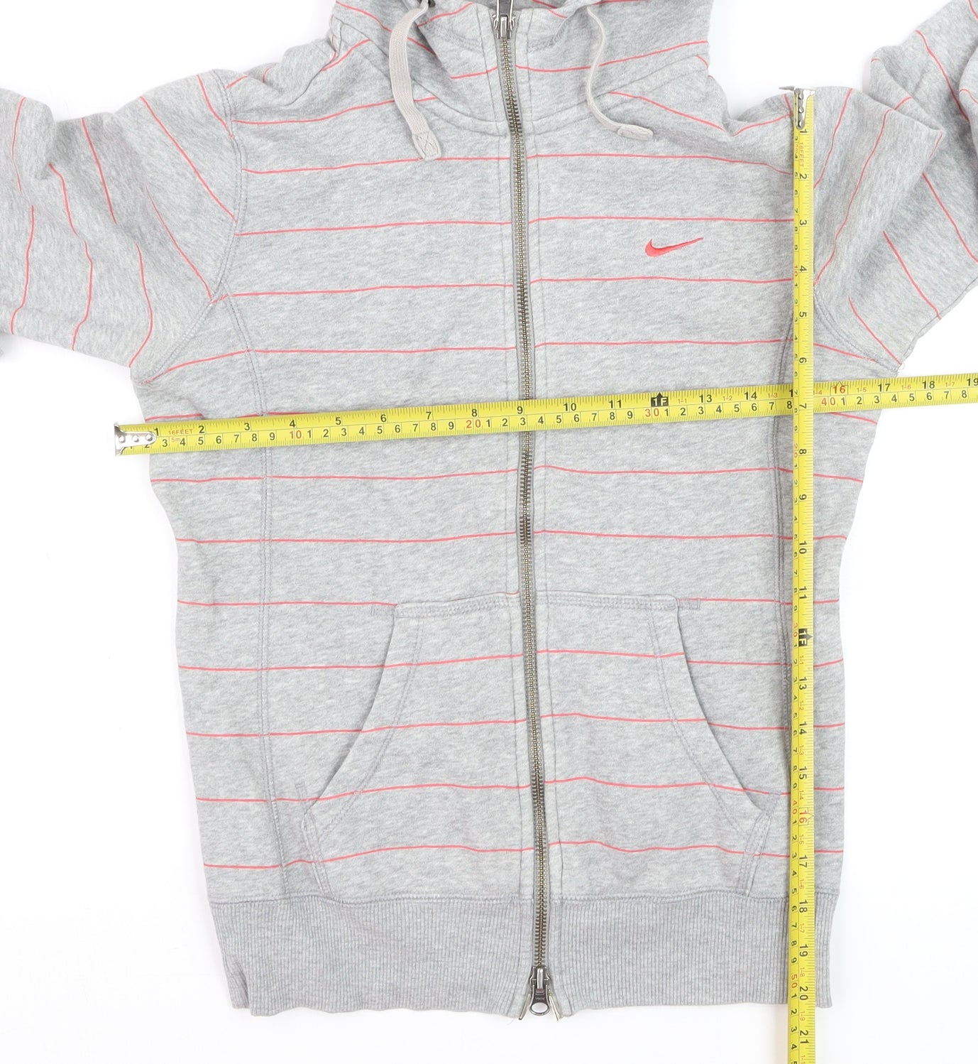 Nike Men's Grey XS Full Zip Striped Hoodie Sweatshirt