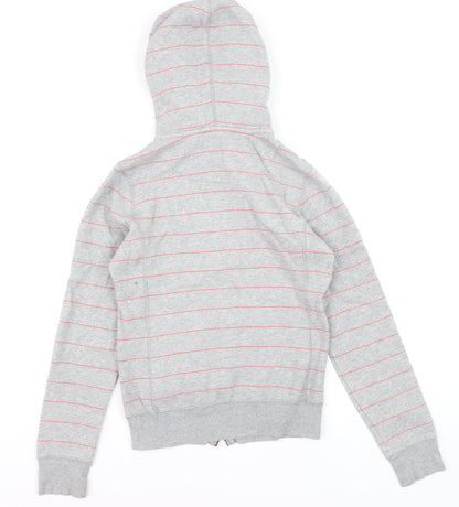 Nike Men's Grey XS Full Zip Striped Hoodie Sweatshirt