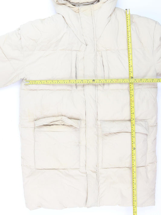 ASOS DESIGN Women’s Beige Long Puffer Coat Hooded Size M