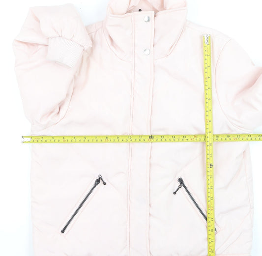 Noisy May Women's Pink Puffer Jacket M Zip Winter Casual Coat