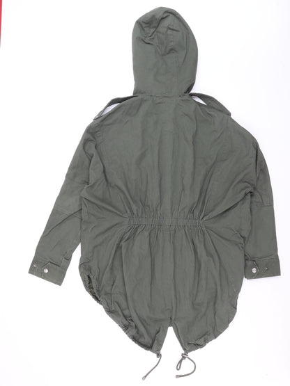 Sparkle & Fade Women's Green Cotton Hooded Parka Coat S