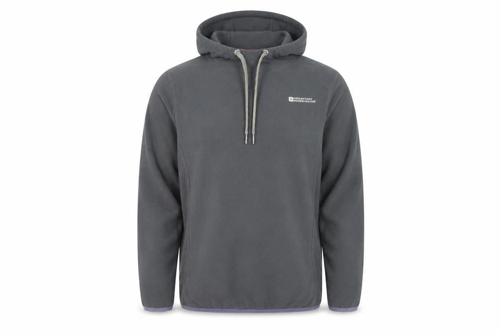 Front view of Mountain Warehouse Grey Fleece Pullover Hoodie unisex l outdoor