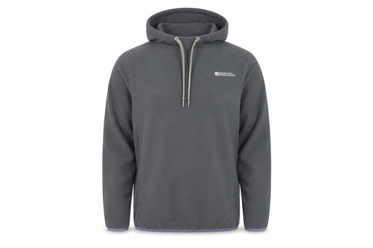 Front view of Mountain Warehouse Grey Fleece Pullover Hoodie unisex l outdoor
