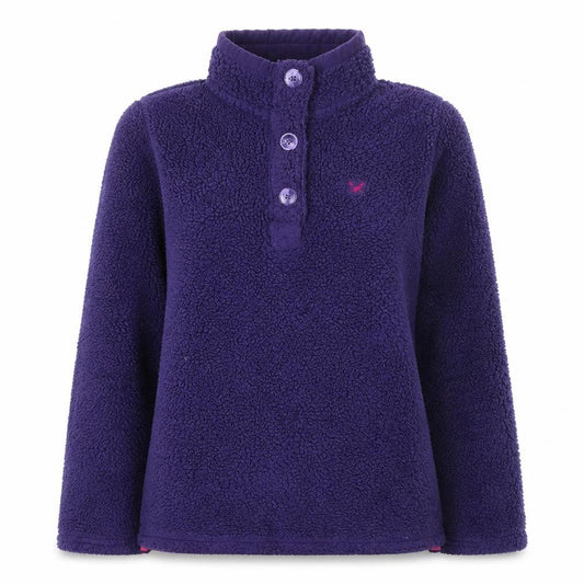 Front view of Crew Clothing Women Purple Fleece Henley Sweatshirt, size 10