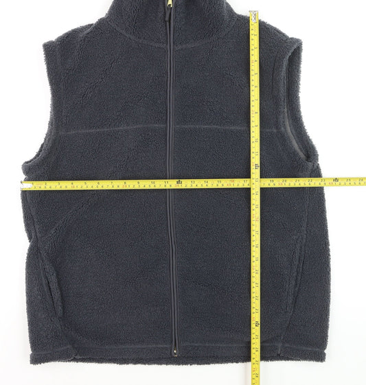 Tu Women Black Fleece Waistcoat Size 14 Full Zip Bodywarmer