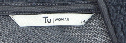 Tu Women Black Fleece Waistcoat Size 14 Full Zip Bodywarmer