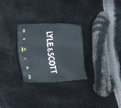 Lyle & Scott Men's Grey Check Fleece Hooded Robe M