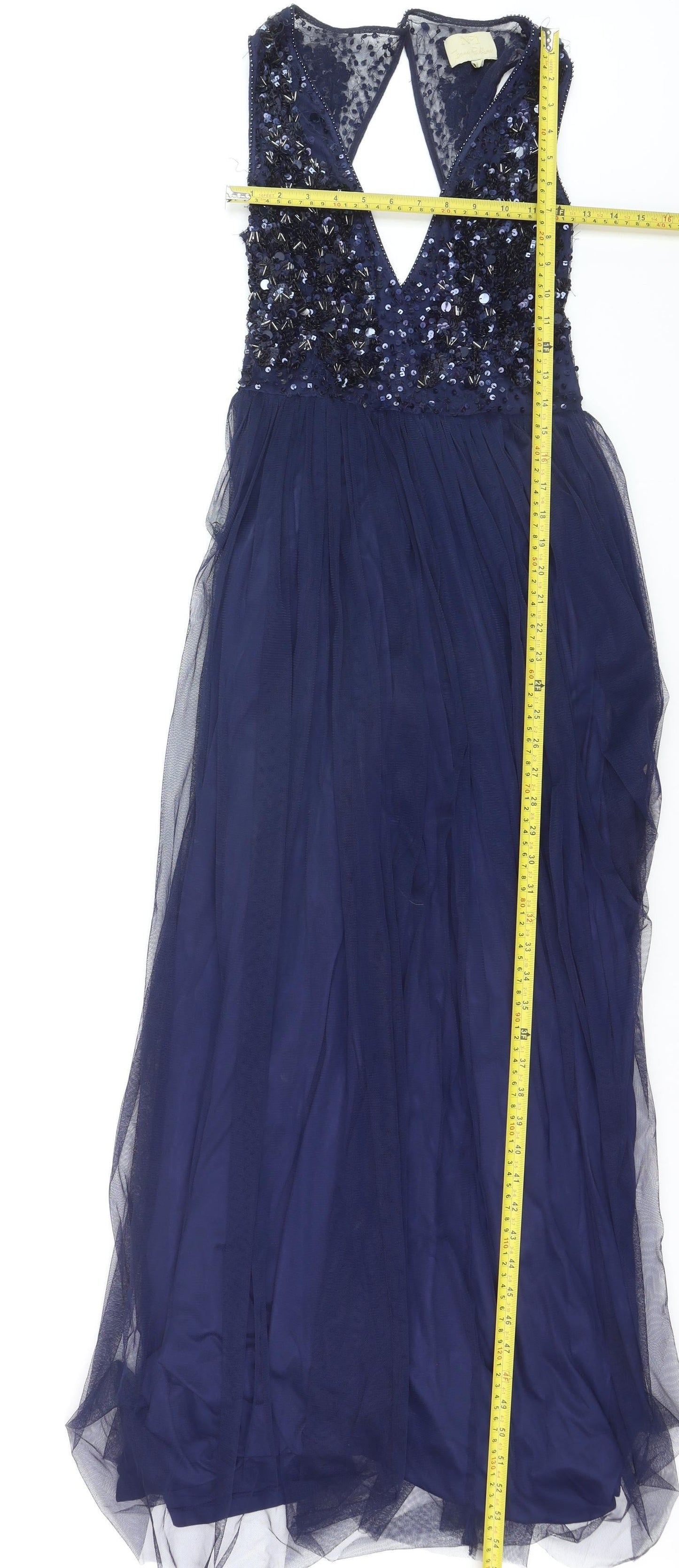 No.1 Jenny Packham Women's Blue Size 10 Sleeveless Beaded Long Ball Gown Dress