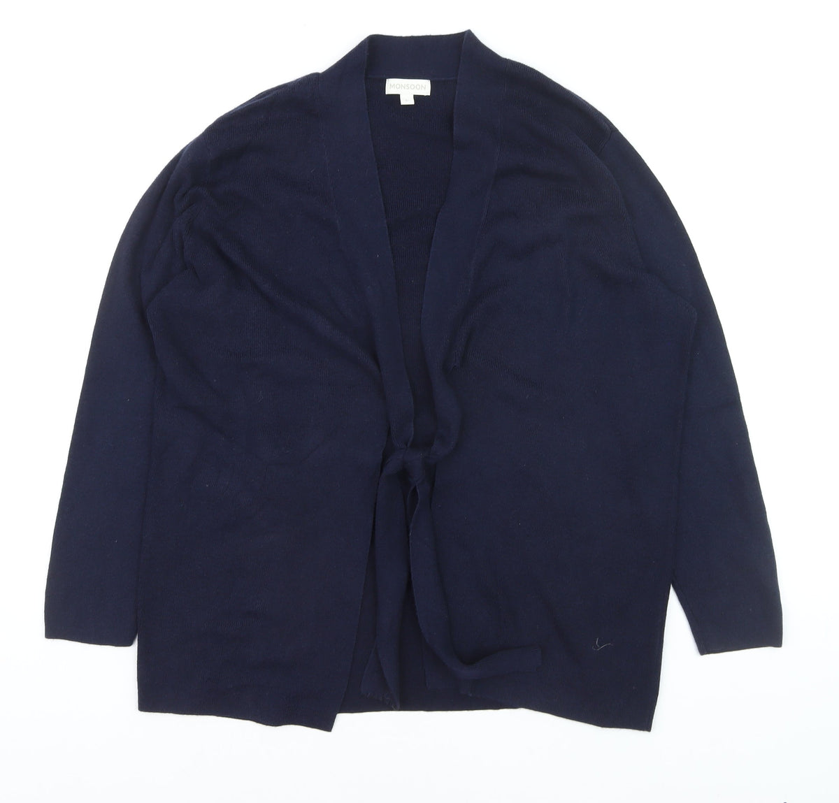 Monsoon Women Blue L Long Sleeve Open Knit Cardigan