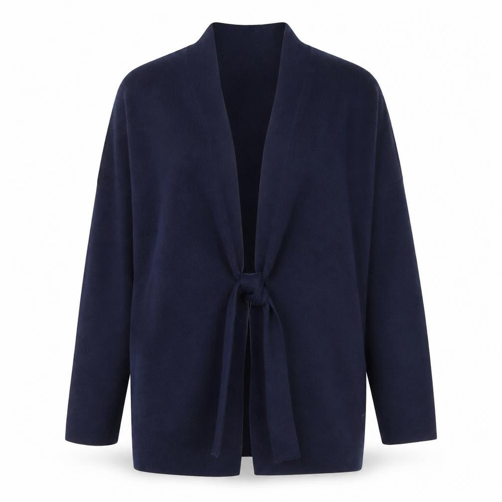 Monsoon Women Blue L Long Sleeve Open Knit Cardigan