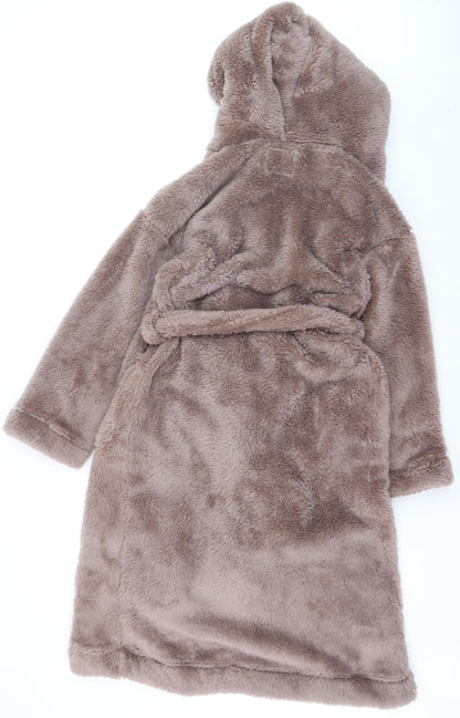 Marks and Spencer Women's Brown Fleece Hooded Robe Size S