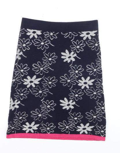 White Stuff Women's Blue Floral Knit Pencil Skirt Size 10