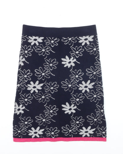 White Stuff Women's Blue Floral Knit Pencil Skirt Size 10