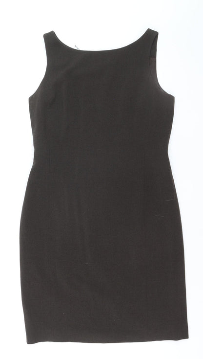 Episode Women Brown Wool Sleeveless Sheath Knee Length Dress Size 12