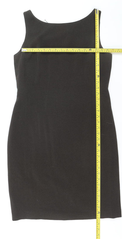 Episode Women Brown Wool Sleeveless Sheath Knee Length Dress Size 12