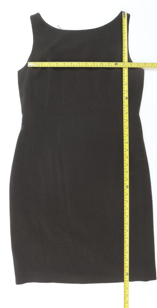 Episode Women Brown Wool Sleeveless Sheath Knee Length Dress Size 12