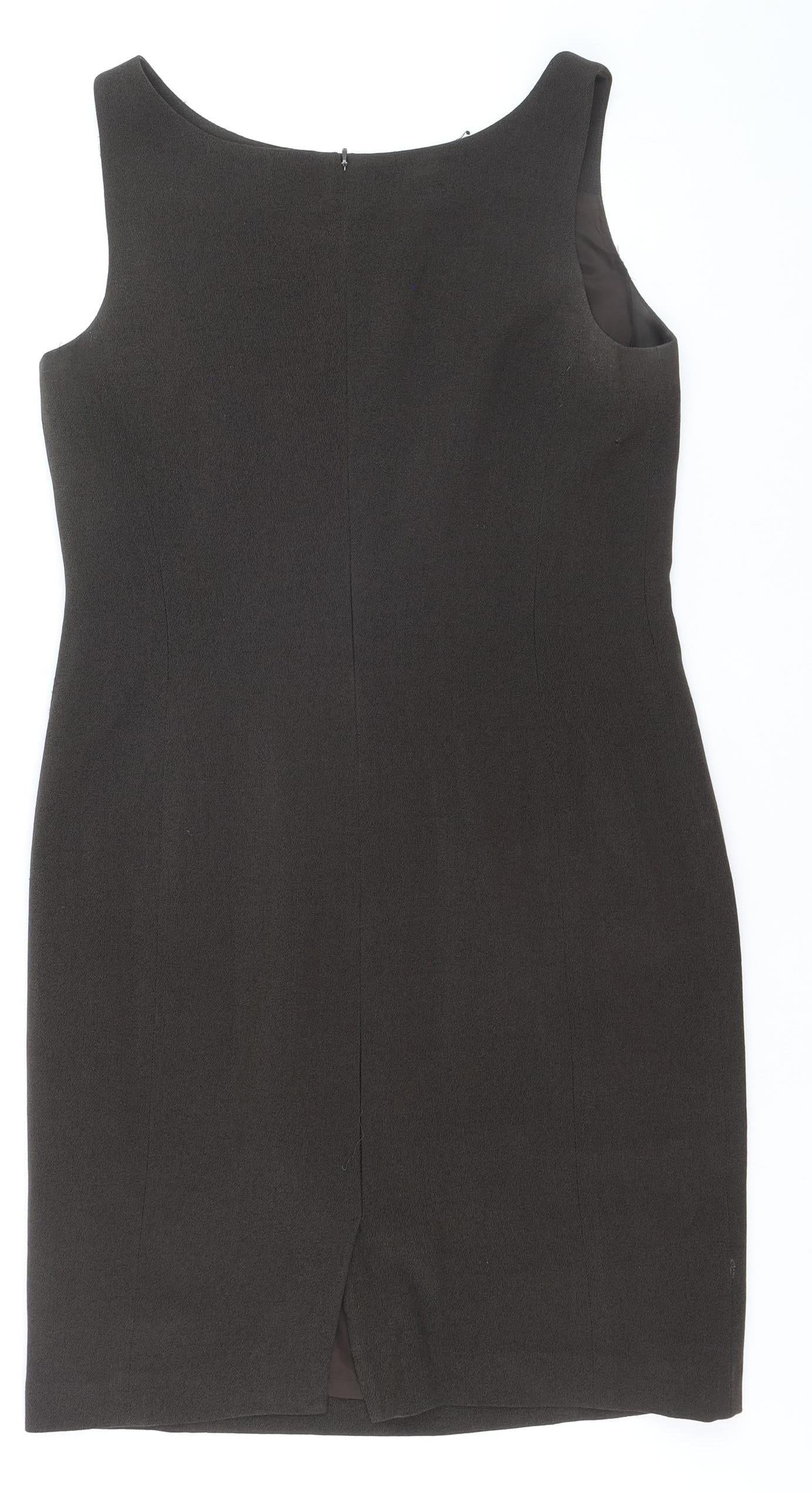 Episode Women Brown Wool Sleeveless Sheath Knee Length Dress Size 12