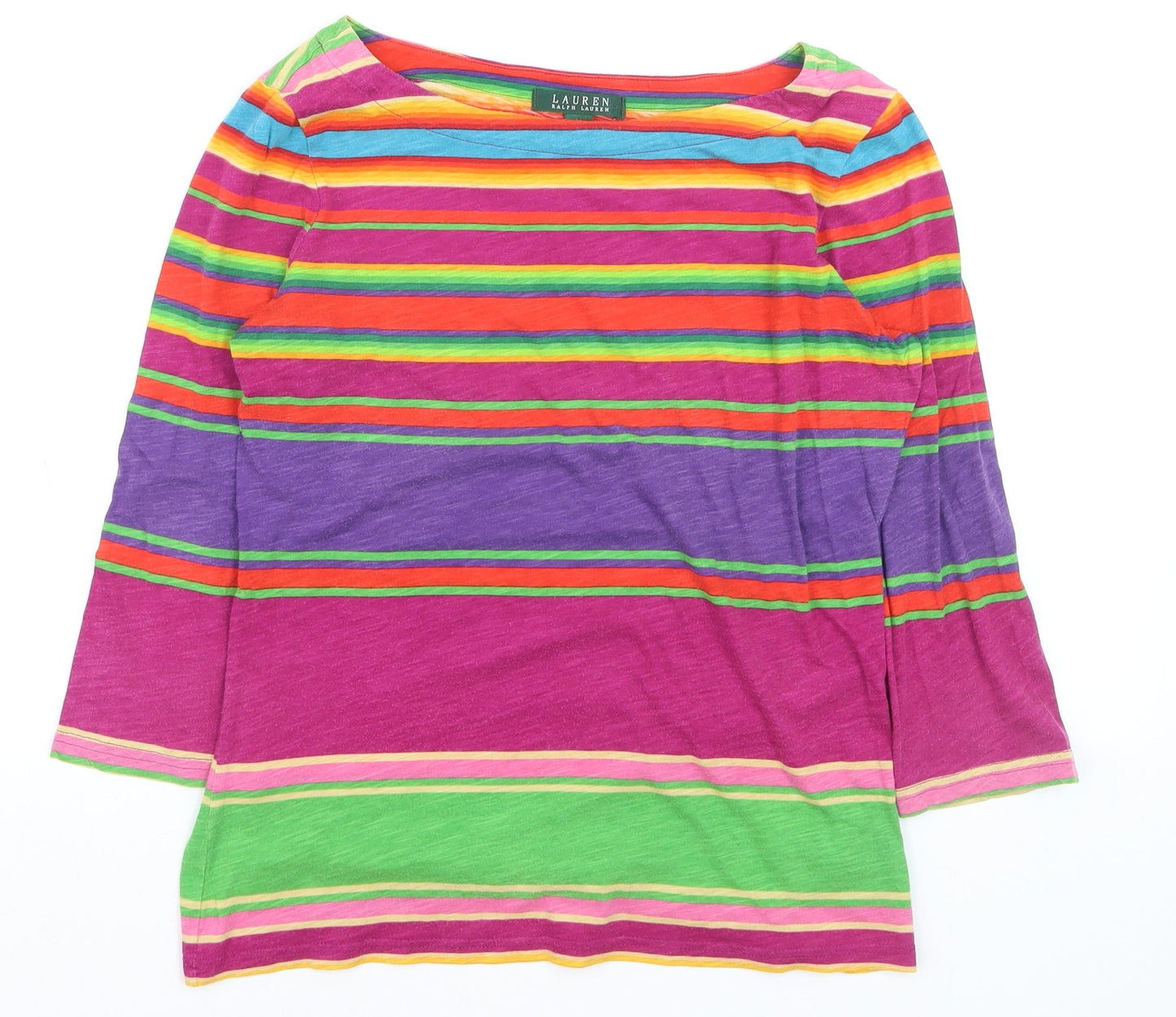 Ralph Lauren Women’s Multicoloured Striped Cotton Boat Neck Top S