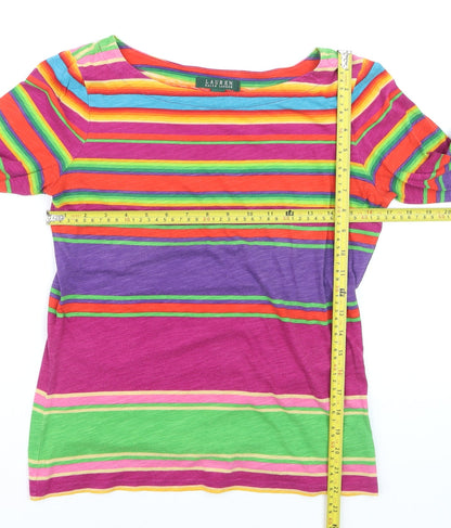 Ralph Lauren Women’s Multicoloured Striped Cotton Boat Neck Top S