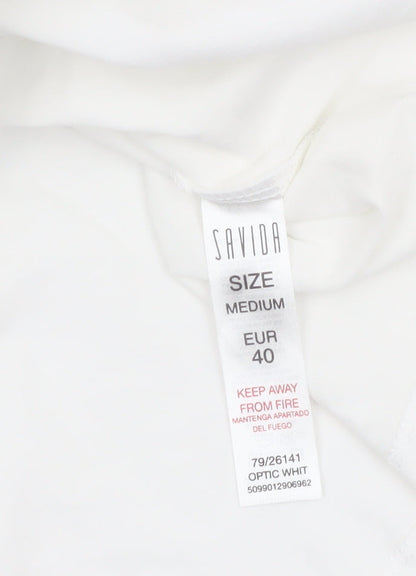 Savida Womens White Flutter Sleeve Cotton T-Shirt Size 12
