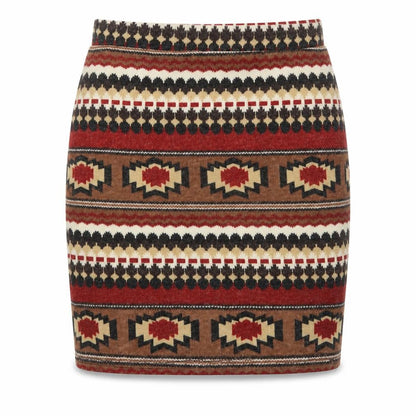 Hearts & Bows Women Brown Aztec Knit Mini Skirt Size 6 Stretch
