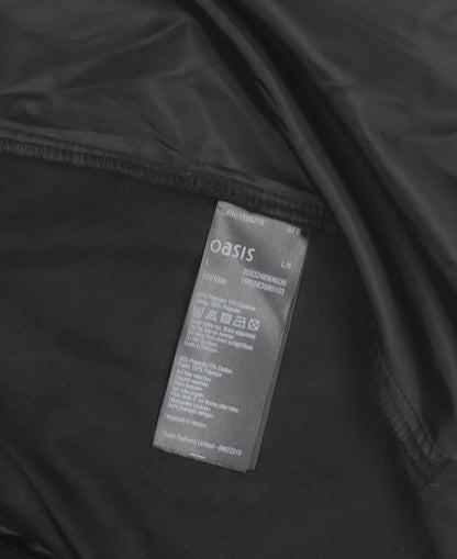 Oasis Women's Black L Lightweight Open Draped Jacket