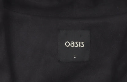Oasis Women's Black L Lightweight Open Draped Jacket