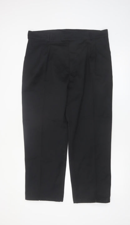 Arco Mens Black 38 Regular Workwear Trousers Polyester Cotton
