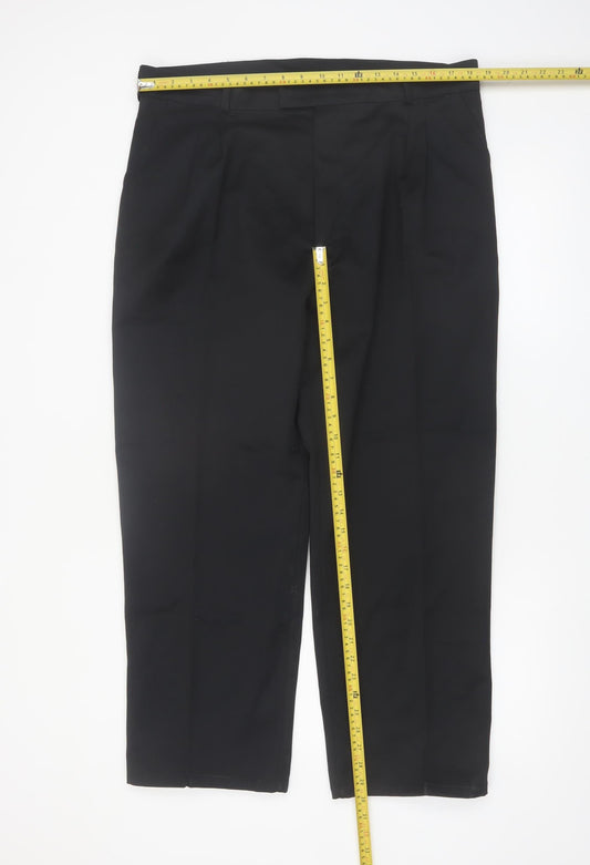 Arco Mens Black 38 Regular Workwear Trousers Polyester Cotton