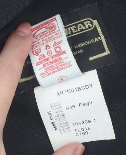 Arco Mens Black 38 Regular Workwear Trousers Polyester Cotton