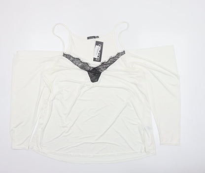 Boohoo Womens Ivory Lace Cold Shoulder Blouse Size 18